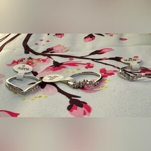Fragrant Jewels 3 Silver Rings with Gem Accents